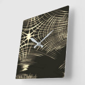 波で繰り返される交差カーキ線 スクエア壁時計 (傾斜)