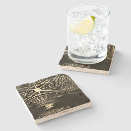 波で繰り返される交差カーキ線 ストーンコースター