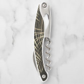 波で繰り返される交差カーキ線 ソムリエナイフ (裏面)