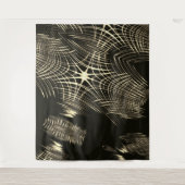 波で繰り返される交差カーキ線 タペストリー (正面)