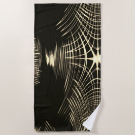 波で繰り返される交差カーキ線 ビーチタオル