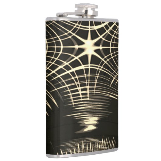 波で繰り返される交差カーキ線 フラスク (右)