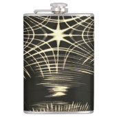 波で繰り返される交差カーキ線 フラスク (正面)