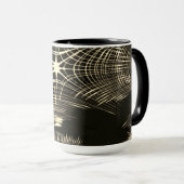 波で繰り返される交差カーキ線 マグカップ (正面右)
