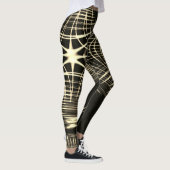 波で繰り返される交差カーキ線 レギンス (右)