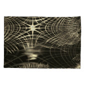 波で繰り返される交差カーキ線 枕カバー (裏面-左)