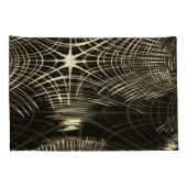 波で繰り返される交差カーキ線 枕カバー (裏面-右)