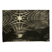 波で繰り返される交差カーキ線 枕カバー (正面右)