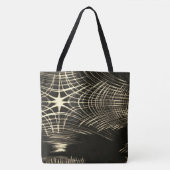 波で繰り返され、交差するカーキ線 トートバッグ (正面)