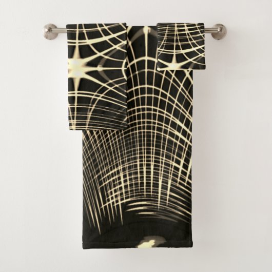 波で繰り返され、交差するカーキ線 バスタオルセット (インサイチュ)