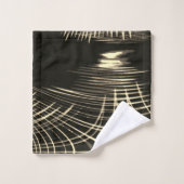 波で繰り返され、交差するカーキ線 バスタオルセット (ウォッシュタオル)