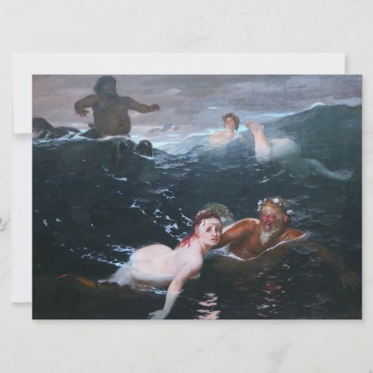 波で遊ぶニンフとサティロス カード (正面)