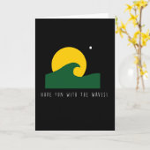 波とおもしろいを持おもしろいつサーフィンサーファー カード (黄色い花)