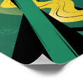 波とはっきりしたダイナミック線を使用した抽象芸術アート ポスター (角)