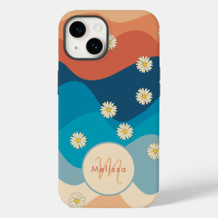 波とカラフルデイジーパターンモノグラム Case-Mate iPhone 14ケース