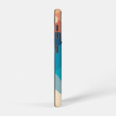 波とカラフルデイジーパターンモノグラム SAMSUNG GALAXYケース (右側面)