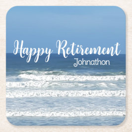波とサーフの定年プレゼント スクエアペーパーコースター