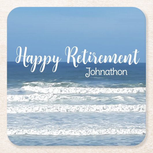 波とサーフの定年プレゼント スクエアペーパーコースター (正面)