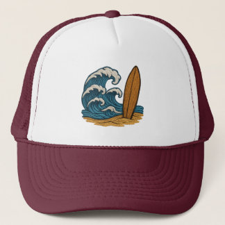 波とサーフボード キャップ