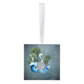 波とヤシの木が植えられた素晴らしいペリカン キューブオーナメント (右)