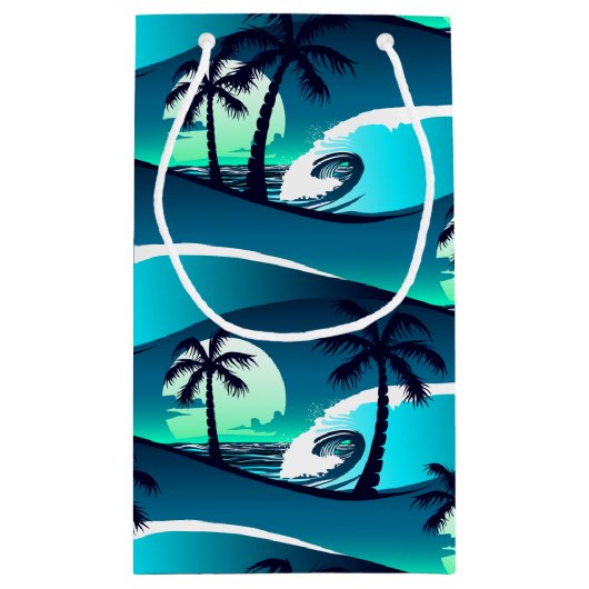 波とヤシの木 スモールペーパーバッグ (裏面)