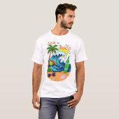 波とヤシの木 メンズTシャツ Tシャツ (正面フル)