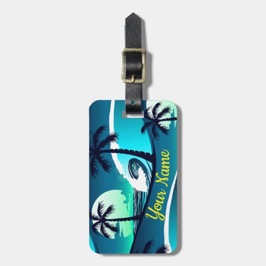 波とヤシの木 ラゲッジタグ (正面縦)