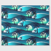 波とヤシの木 ラッピングペーパー (フラット)