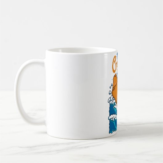 波と三日月と猫 コーヒーマグカップ (左)