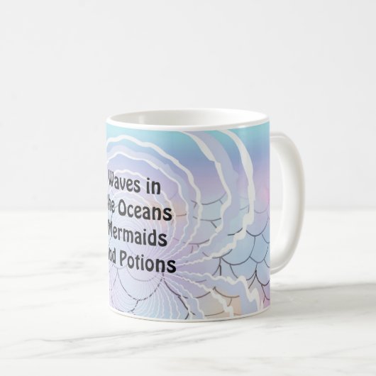 波と人魚のことわざ コーヒーマグカップ (正面右)