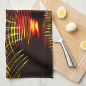 波と光の効果で繰り返される線 キッチンタオル (四つ折り)