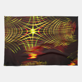 波と光の効果で繰り返される線 キッチンタオル