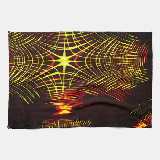 波と光の効果で繰り返される線 キッチンタオル (横)