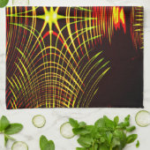 波と光の効果で繰り返される線 キッチンタオル (折り畳み)