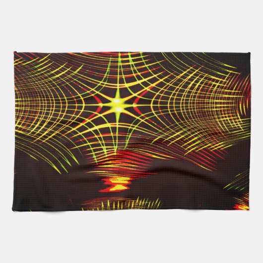 波と光の効果で繰り返される線 キッチンタオル (横)