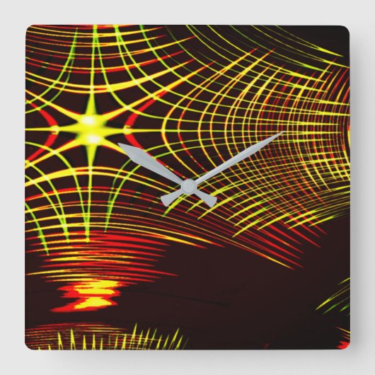 波と光の効果で繰り返される線 スクエア壁時計 (正面)