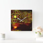 波と光の効果で繰り返される線 スクエア壁時計 (ホーム)