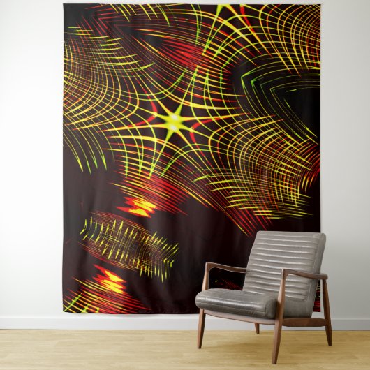 波と光の効果で繰り返される線 タペストリー (インサイチュ)