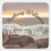 波と大きい石ありがとう0893 スクエアシール (正面)