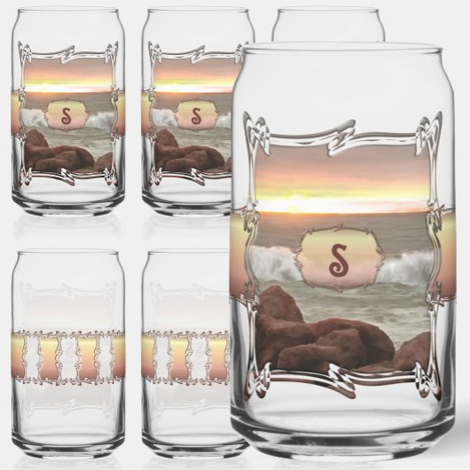 波と大きい石0893 ガラス缶