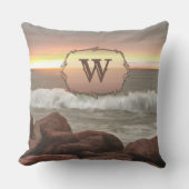 波と大きい石0893 クッション (正面)