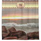 波と大きい石0893 シャワーカーテン