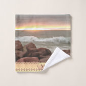 波と大きい石0893 バスタオルセット (ウォッシュタオル)