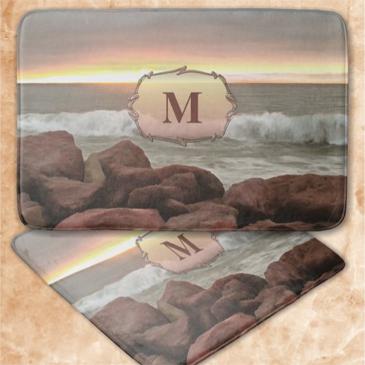 波と大きい石0893 バスマット