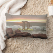 波と大きい石0893 ランバークッション (ブランケット)