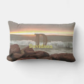 波と大きい石0893 ランバークッション (正面)