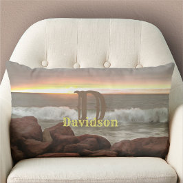 波と大きい石0893 ランバークッション