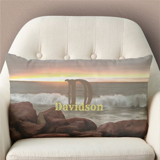 波と大きい石0893 ランバークッション