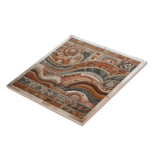 波と太陽の装飾タイル タイル (側面)