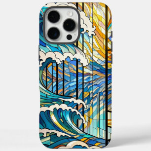 波と太陽光線ステンドグラスアート iPhone 16 PRO MAXケース